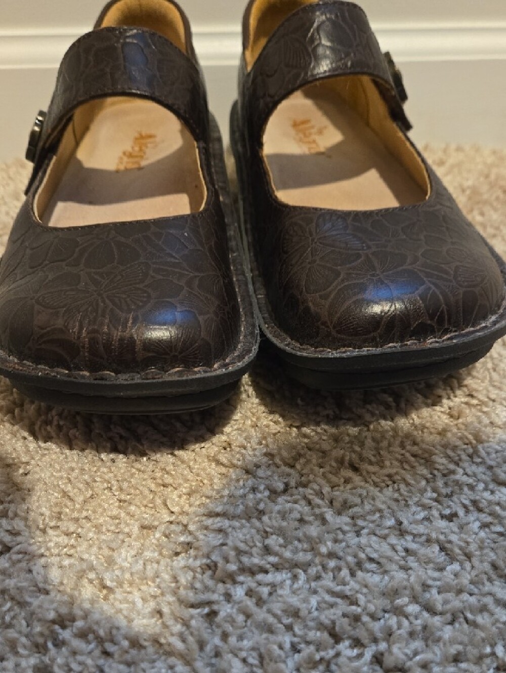 Dark Brown Floral Mary Jane Shoes - Picture 9 of 10